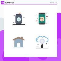 Modern Set of 4 Flat Icons Pictograph of beer building food mobile home Editable Vector Design Elements