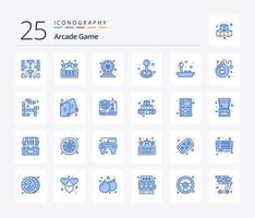 paquete de iconos de color azul arcade 25 que incluye el juego. bomba. divertido. jugar. divertido vector