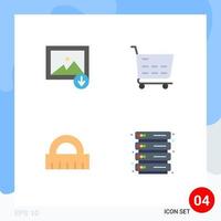 Group of 4 Modern Flat Icons Set for download hosting ecommerce architecture server Editable Vector Design Elements