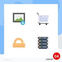 Group of 4 Modern Flat Icons Set for download hosting ecommerce architecture server Editable Vector Design Elements