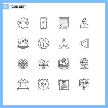 grupo de 16 esboza signos y símbolos para el informe de vida de datos de problemas de peso elementos de diseño de vectores editables