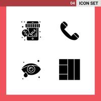 Universal Icon Symbols Group of 4 Modern Solid Glyphs of discount eye care store contact ophthalmology Editable Vector Design Elements