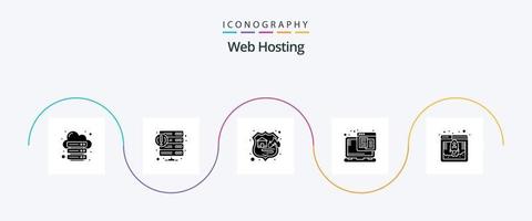 paquete de iconos de glifo 5 de alojamiento web que incluye web. web. servicio. tecnología. posicionamiento web vector