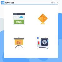 Flat Icon Pack of 4 Universal Symbols of access powerpoint technology flying card Editable Vector Design Elements