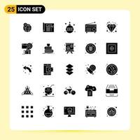 25 User Interface Solid Glyph Pack of modern Signs and Symbols of media fm photo radio halloween Editable Vector Design Elements