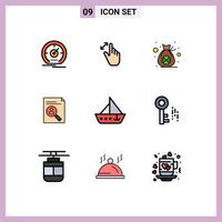 Stock Vector Icon Pack of 9 Line Signs and Symbols for cv clipboard magnification application clover Editable Vector Design Elements