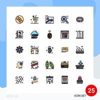 conjunto de 25 iconos de interfaz de usuario modernos signos de símbolos para elementos de diseño vectorial editables de gráfico de spyware de vidrio de funcionamiento superficial vector