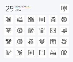 Office 25 Line icon pack including floppy disk. office. up. notebook. office vector