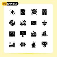 Pictogram Set of 16 Simple Solid Glyphs of yin unity forum taoism smartphone Editable Vector Design Elements