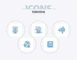 paquete de iconos azul de san valentín 5 diseño de iconos. dulce. amar. amar. chocolate. Día de San Valentín vector