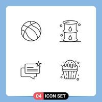 4 User Interface Line Pack of modern Signs and Symbols of ball chat sport gas online Editable Vector Design Elements