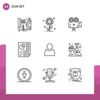 9 Creative Icons Modern Signs and Symbols of user report camera page data Editable Vector Design Elements