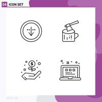 Universal Icon Symbols Group of 4 Modern Filledline Flat Colors of direction hand import log money Editable Vector Design Elements