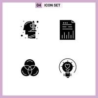 Group of Modern Solid Glyphs Set for human rgb growth document web Editable Vector Design Elements