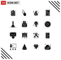 User Interface Pack of 16 Basic Solid Glyphs of recreation kids down games luck Editable Vector Design Elements