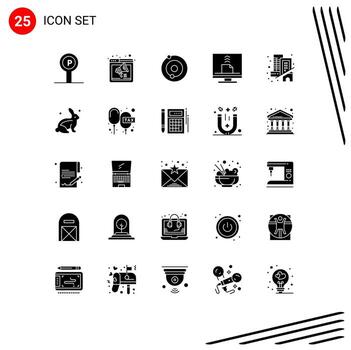 25 Solid Glyph concept for Websites Mobile and Apps email contact speaker computer universe Editable Vector Design Elements