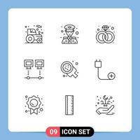 Mobile Interface Outline Set of 9 Pictograms of italian baking present pc devices Editable Vector Design Elements