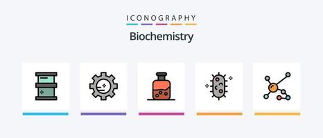 Biochemistry Line Filled 5 Icon Pack Including laboratory. biology. setting lab. biochemistry. petri. Creative Icons Design vector