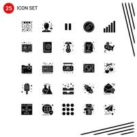 Mobile Interface Solid Glyph Set of 25 Pictograms of phone pin media file document Editable Vector Design Elements