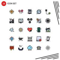 Modern Set of 25 Filled line Flat Colors and symbols such as car devices notepad cord computers Editable Vector Design Elements