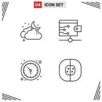 4 Universal Filledline Flat Colors Set for Web and Mobile Applications cloud watch weather wallet atom Editable Vector Design Elements