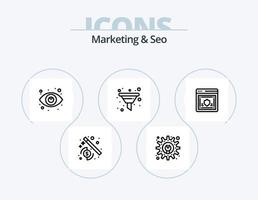 marketing y seo line icon pack 5 diseño de iconos. marketing. estrategia. Vendedor telefónico. rompecabezas. en línea vector