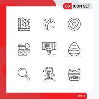 9 Universal Outlines Set for Web and Mobile Applications machine login dj layout key Editable Vector Design Elements