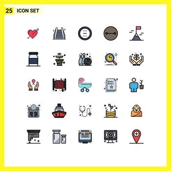 Editable Vector Line Pack of 25 Simple Filled line Flat Colors of adventure beliefs ladder ancient interface Editable Vector Design Elements