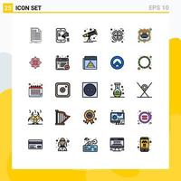 paquete de iconos vectoriales de stock de 25 signos y símbolos de línea para el procesamiento de bots de Internet elementos de diseño vectorial editables del telescopio de gestión móvil vector
