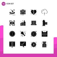 Universal Icon Symbols Group of 16 Modern Solid Glyphs of private block bandage upload cloud Editable Vector Design Elements