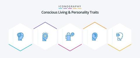 Concious Living And Personality Traits 25 Blue icon pack including switch. manipulate. hat. human. healthcare vector