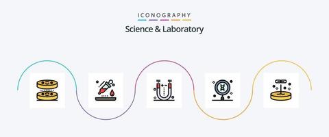 línea de ciencia llena de paquete de iconos planos 5 que incluye biología. ciencia. atracción. laboratorio. biología vector