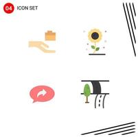 Set of 4 Commercial Flat Icons pack for folder arrow farming sunflower road Editable Vector Design Elements