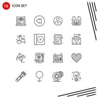 Set of 16 Modern UI Icons Symbols Signs for case food profile cherry safety Editable Vector Design Elements