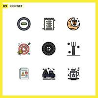 Set of 9 Modern UI Icons Symbols Signs for wheel car celebration marketing target Editable Vector Design Elements