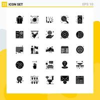 Set of 25 Modern UI Icons Symbols Signs for online app plain tools bag microorganism Editable Vector Design Elements