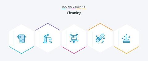 Cleaning 25 Blue icon pack including mop. broom. broom. pipe. cleaning vector