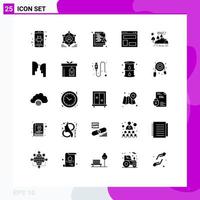 25 Thematic Vector Solid Glyphs and Editable Symbols of website layout team blog layout protection Editable Vector Design Elements