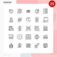 paquete de interfaz de usuario de 25 líneas básicas de verificación de documentos estadísticas de construcción elementos de diseño vectorial editables por humanos vector