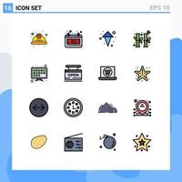 Set of 16 Modern UI Icons Symbols Signs for tv screen internet arrow gree china Editable Creative Vector Design Elements