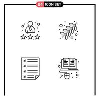 paquete de iconos de vector de stock de 4 signos y símbolos de línea para calificación de datos de empleados religión cuatro elementos de diseño de vector editables