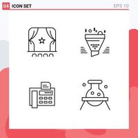 Pictogram Set of 4 Simple Filledline Flat Colors of audience fax film sort typewriter Editable Vector Design Elements