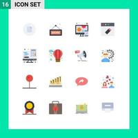 Group of 16 Modern Flat Colors Set for technology computer adaptive calculator edit Editable Pack of Creative Vector Design Elements