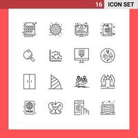 Set of 16 Vector Outlines on Grid for pong report configuration metrics system Editable Vector Design Elements