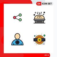 Stock Vector Icon Pack of 4 Line Signs and Symbols for media avatar sharing holiday booked Editable Vector Design Elements