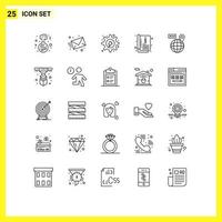 25 Universal Lines Set for Web and Mobile Applications world cover electrical catalogue gear Editable Vector Design Elements