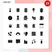 Pack of 25 Modern Solid Glyphs Signs and Symbols for Web Print Media such as cleaning tree experiment summer logic Editable Vector Design Elements