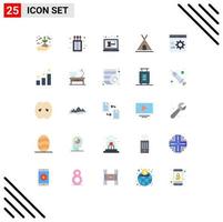 Modern Set of 25 Flat Colors and symbols such as coding travel auction tent holidays Editable Vector Design Elements