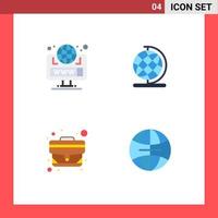 Editable Vector Line Pack of 4 Simple Flat Icons of browser office web globe global Editable Vector Design Elements