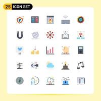 Mobile Interface Flat Color Set of 25 Pictograms of data keys hotel keyboard website progress Editable Vector Design Elements